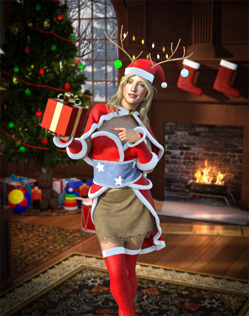 dForce Carla Christmas Outfit for Genesis 8 and 8.1 Females