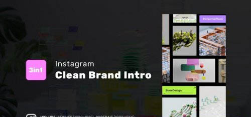 Videohive - Clean Brand Intro - Instagram Stories, Portrait, Square - 49125894