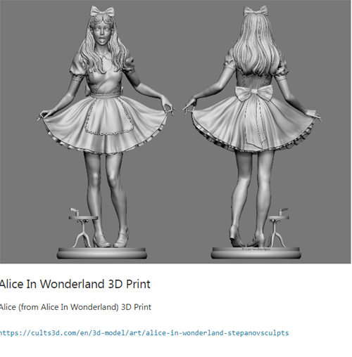 Alice In Wonderland 3D Print