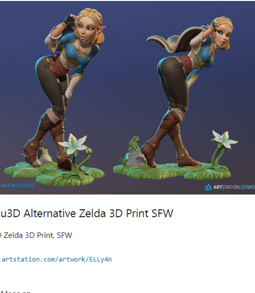 Dinamuuu3D Alternative Zelda 3D Print SFW