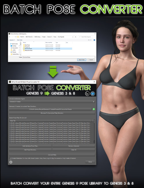 Genesis 9 to 3 and 8 Batch Pose Converter