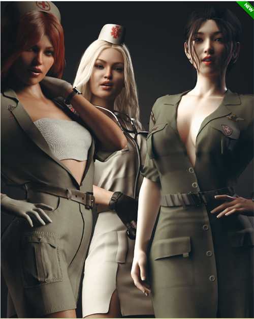 dForce Military Nurse Outfit Bundle for Genesis 9, 8, 8.1 Female