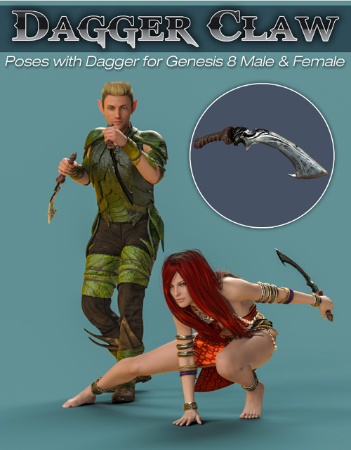 S3D Dagger Claw Prop and Poses for Genesis 8