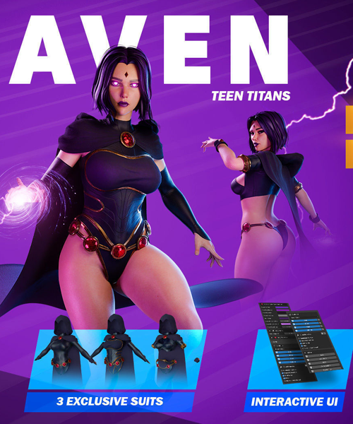 Raven Dc – Teen Titans – Blender 3D Model – UE4