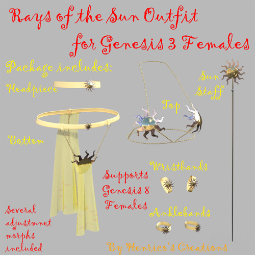 Rays of the Sun Outfit for Genesis 3 Female