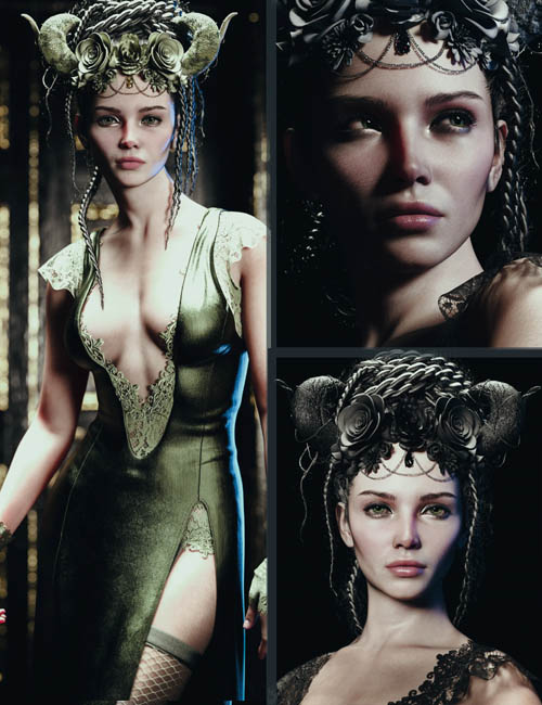 CB Lores HD Character, dForce Clothing and Headdress Bundle for Genesis 9