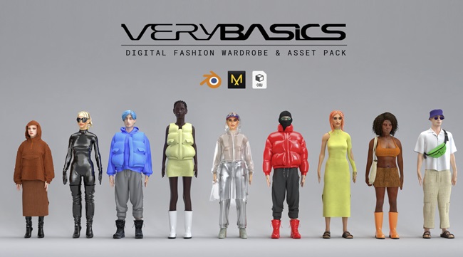Digital Fashion VERYBASICS – VirtualWardrobe & Asset Pack (Blender & Marvelous Designer)