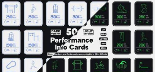 Videohive - Fitness Performance Lottie Info Cards - 50313979