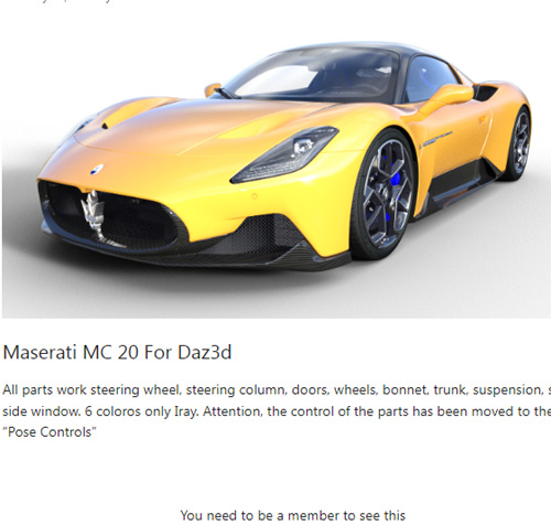 Maserati MC 20 For Daz3d