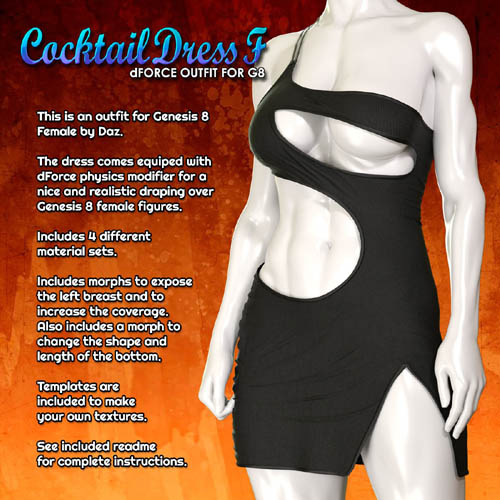 Exnem dForce Cocktail Dress F for Genesis 8 Female