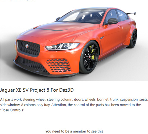 Jaguar XE SV Project 8 For Daz3D
