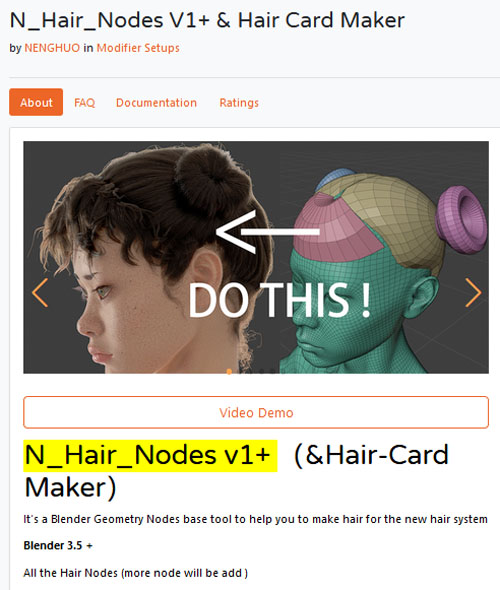 N Hair Nodes V1+ & Hair Card Maker for Blender