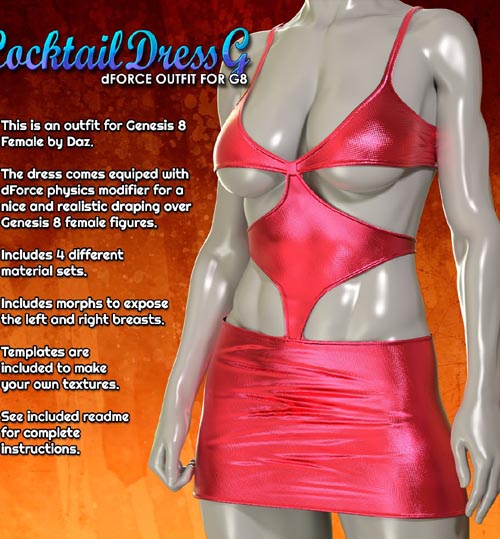Exnem dForce Cocktail Dress G for Genesis 8 Female