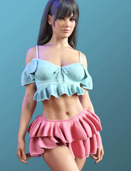 dForce X-Fashion Ruffle Summer Outfit for Genesis 9
