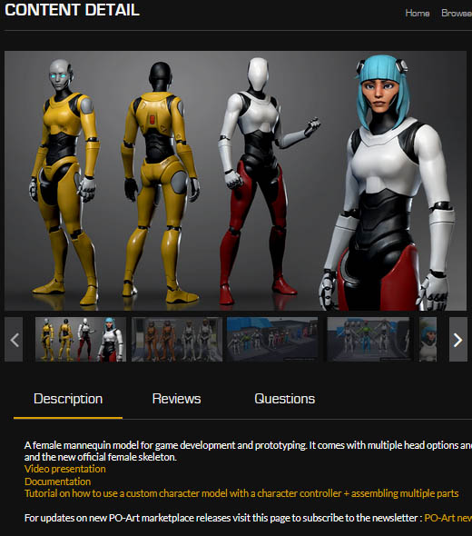 Female Mannequin Character for Stylized Female (UE4.25)