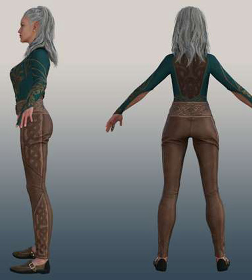 BG3 - Jaheira Epilogue Outfit for Genesis 8 Female