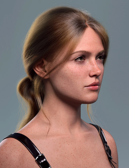 dForce Strand-Based Messy Low Ponytail Hair for Genesis 9