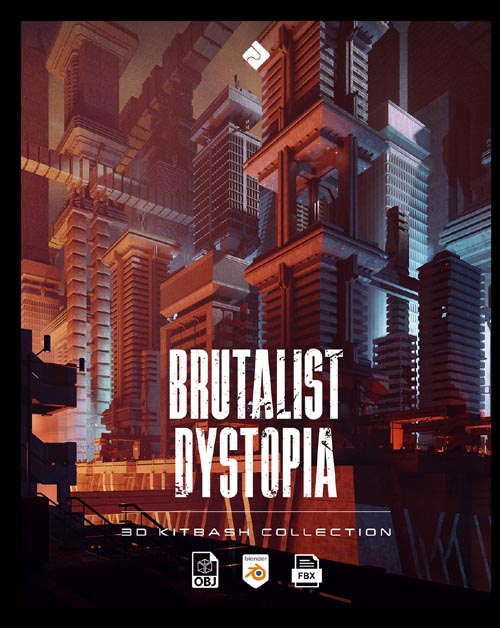 Brutalist Dystopia - Urban Buildings, Structures & Modular Environment Assets 3D Kitbash Pack