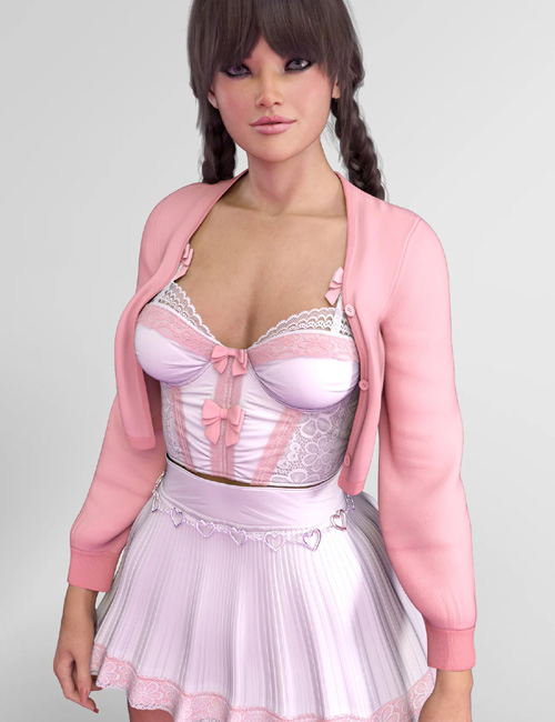 dForce X-Fashion Cute Princess Bows Outfit for Genesis 9