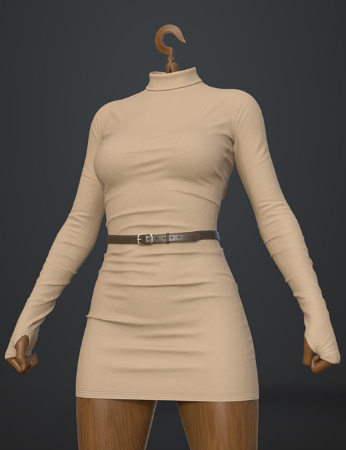 dForce SU High Collar Dress for Genesis 9, 8.1, and 8 Female