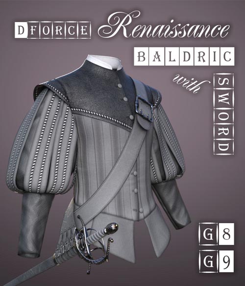 dForce Renaissance Baldric with Sword for G8M, G8F and G9