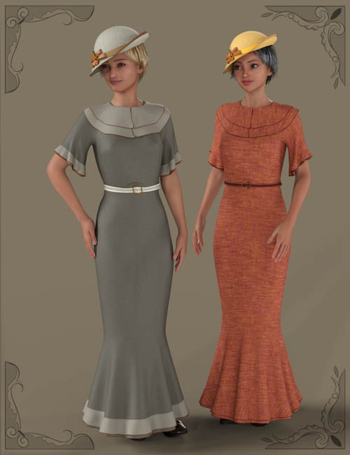 dForce 1930s Party Frock and Hat for Genesis 9