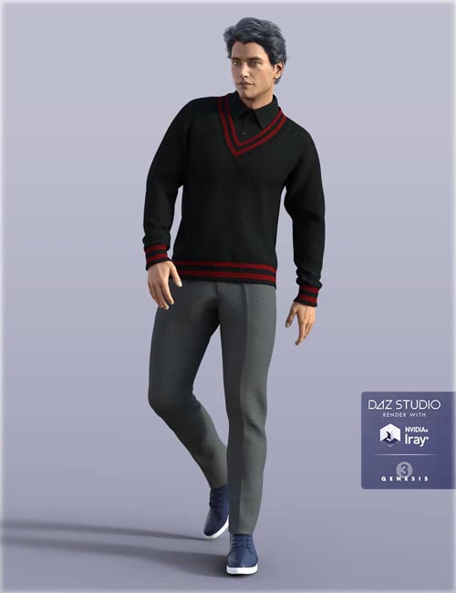 H&C V-Neck Sweater Outfit for Genesis 3 Male(s)