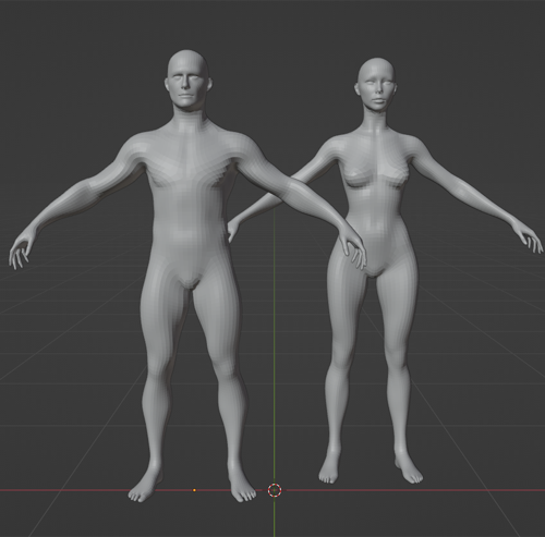Base Human Meshes / Male & Female (Blender)