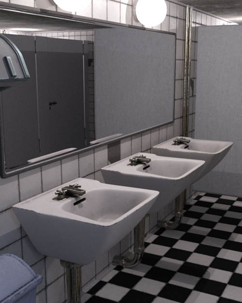 3D Scenery: Public Bathroom