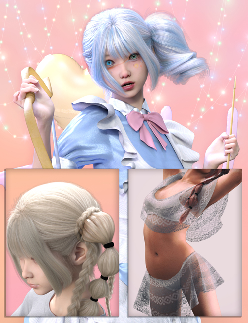 CNB Rikka HD Character, dForce Clothing and Hair Bundle for Genesis 9