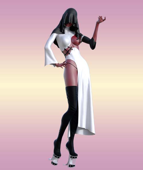 dForce Sexy Dark Nun Suit for Genesis 8 Female