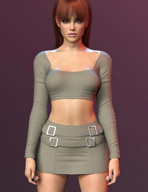 X-Fashion Buckles Skirt Set for Genesis 9