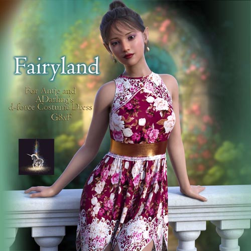 Fairyland Add-On for d-force Costume Dress for Genesis 8xF