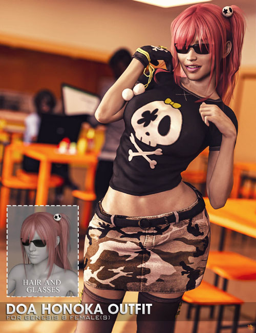 DOA Honoka Outfit (Hair & Glasses) for G8F