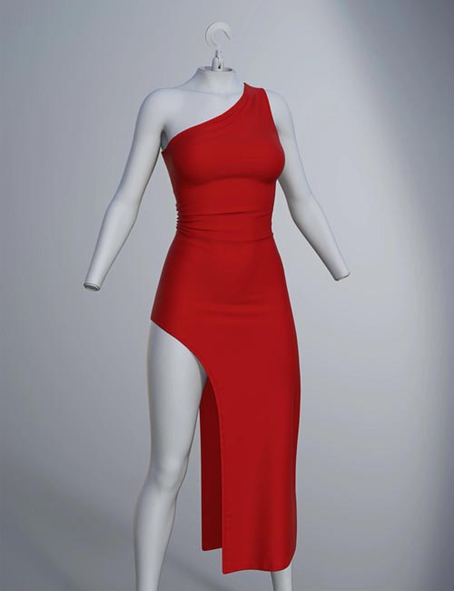 dForce SU One Shoulder Dress for Genesis 9, 8.1, and 8 Female