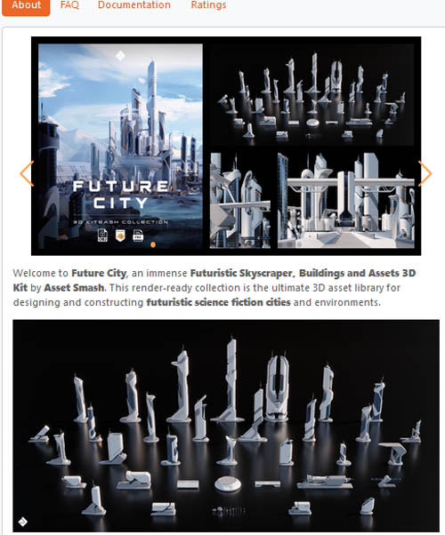 Future City - Futuristic Buildings & Environment Assets 3D Kitbash Pack