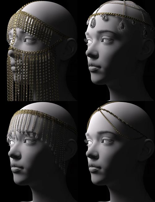 BW Chains Headwear For Genesis 9, Genesis 8, and 8,1 Females