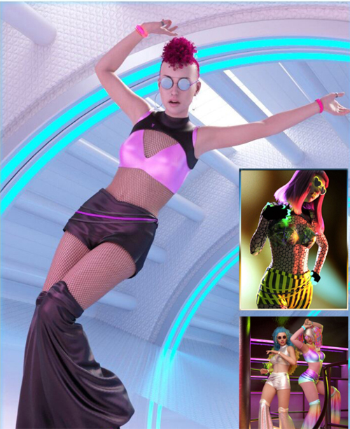 dForce Rave Party Outfit for Genesis 8 Female(s) + All Addon Texture Packs