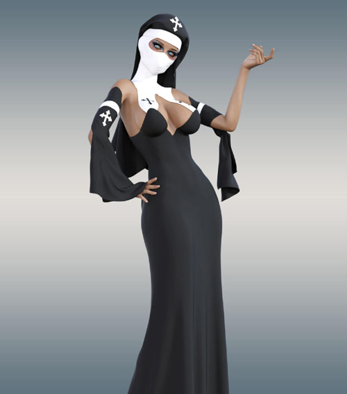 dForce Sexy Black Nun Suit for G8 Female