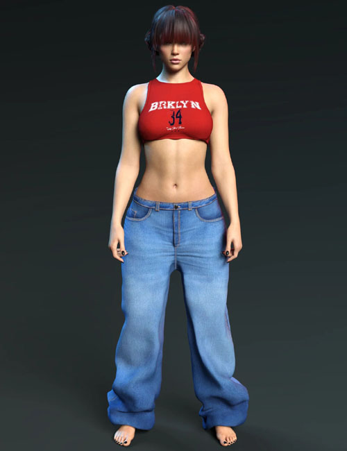 dForce X-Fashion Oversized Jeans Pants Outfit for Genesis 8, 8.1 and Genesis 9