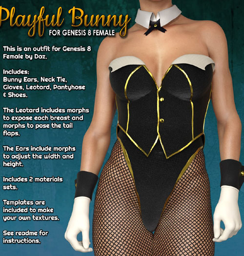 Exnem Playful Bunny Outfit for Genesis 8 Female