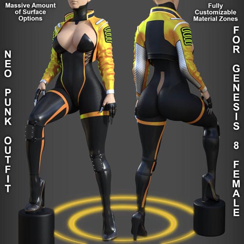 Neo Punk Outfit for Genesis 8 Female