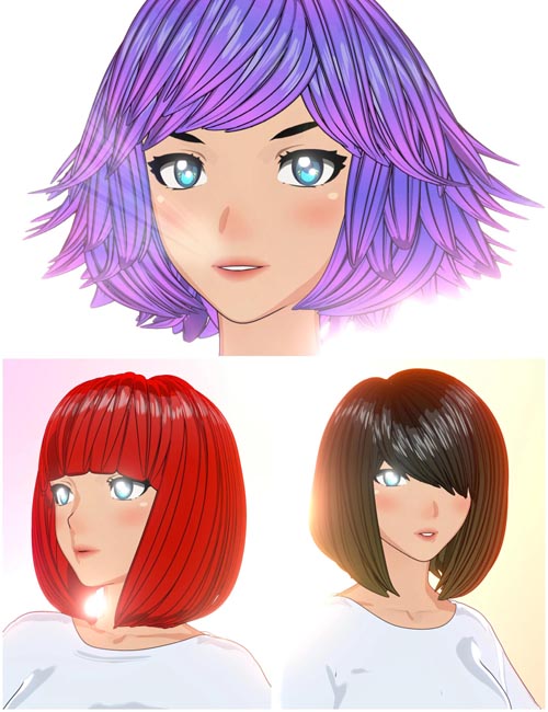 Toon Style 3-in-1 Bob Hairs Bundle