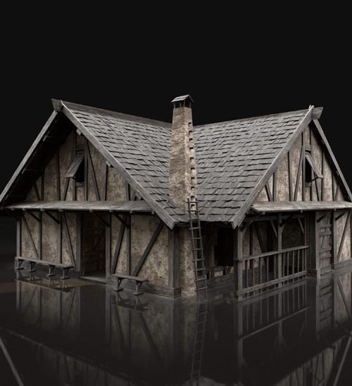 Medieval City Town House 3D Model