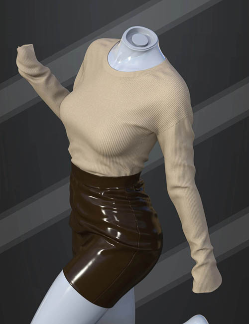 dForce SU Loose Sweater Set for Genesis 9, 8.1, and 8 Female