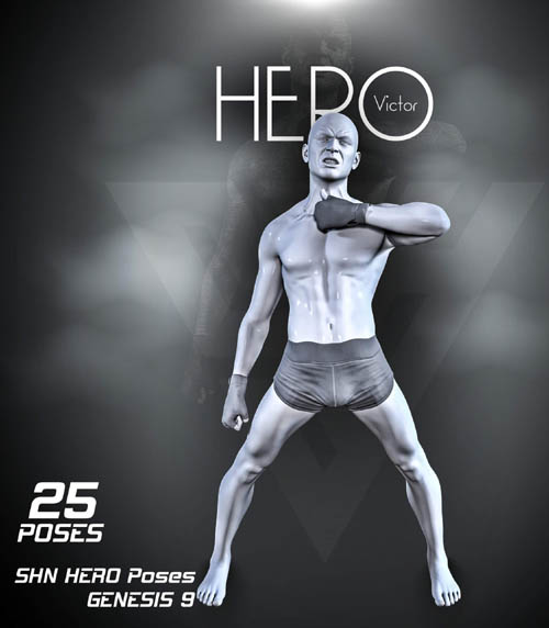 Shn Hero Poses For Genesis 9 Male and Female