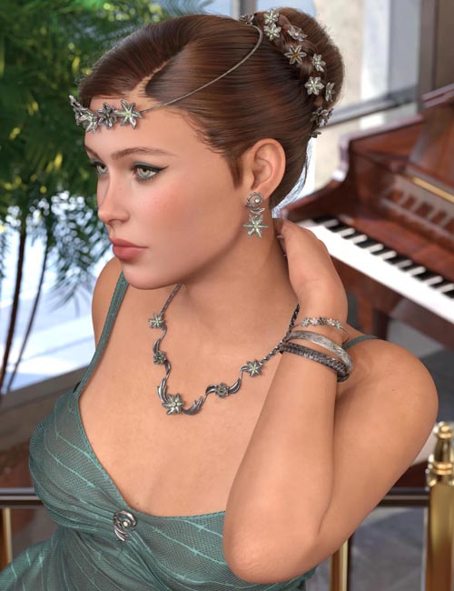 Flower Chique Jewelry Set for Genesis 9 and Genesis 8 Females