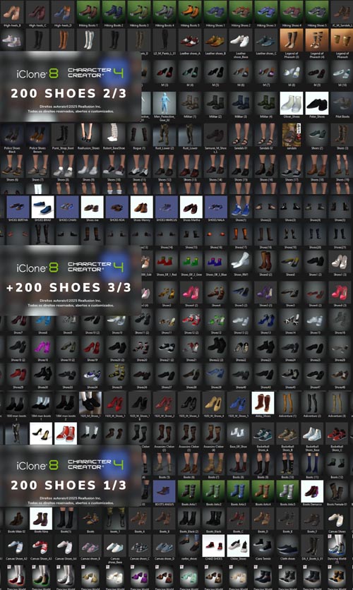 More 600 shoes with various styles and themes