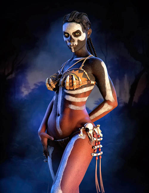 STF Tribal Witch Doctor Undies and Body Paint for Genesis 9 and Genesis 8 Female