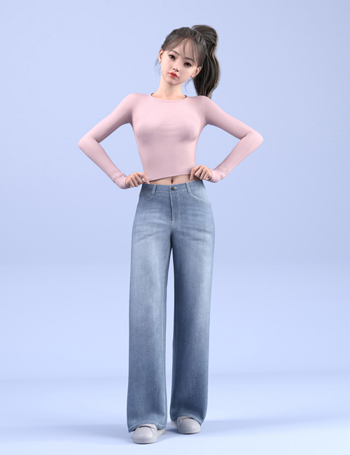 dForce HnC24 Loose Denim Pants Outfit for Genesis 9